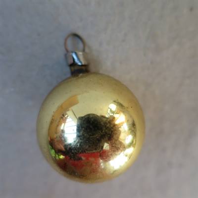 Mini guldfarvet glas julekugle, dia: 3 cm.